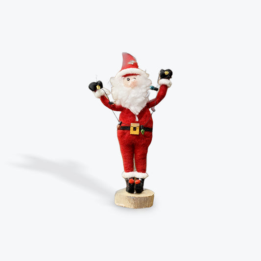 Onehundred80 7.5 Wool Santa holding a string of lights