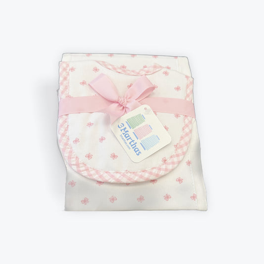 3 Marthas Burp/Drooler Pink Bow