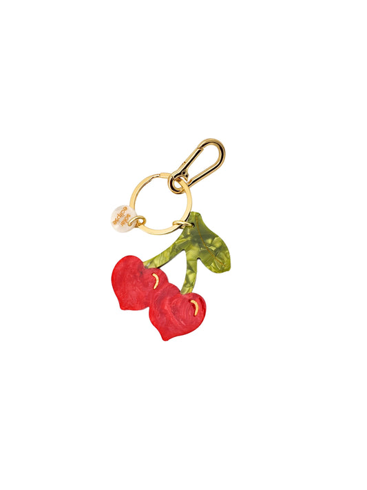 Hand-painted Cherry Hearts Bag Charm + Keychain