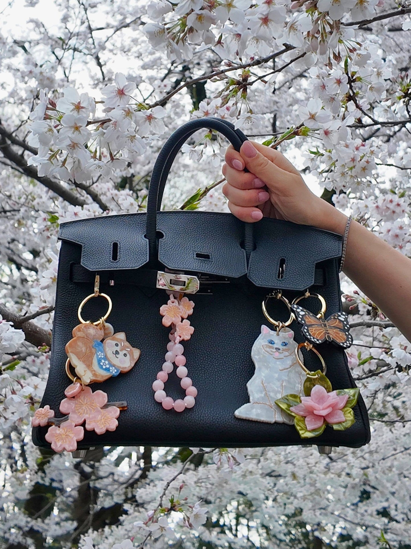 Hand-painted Monarch Butterfly Bag Charm + Keychain