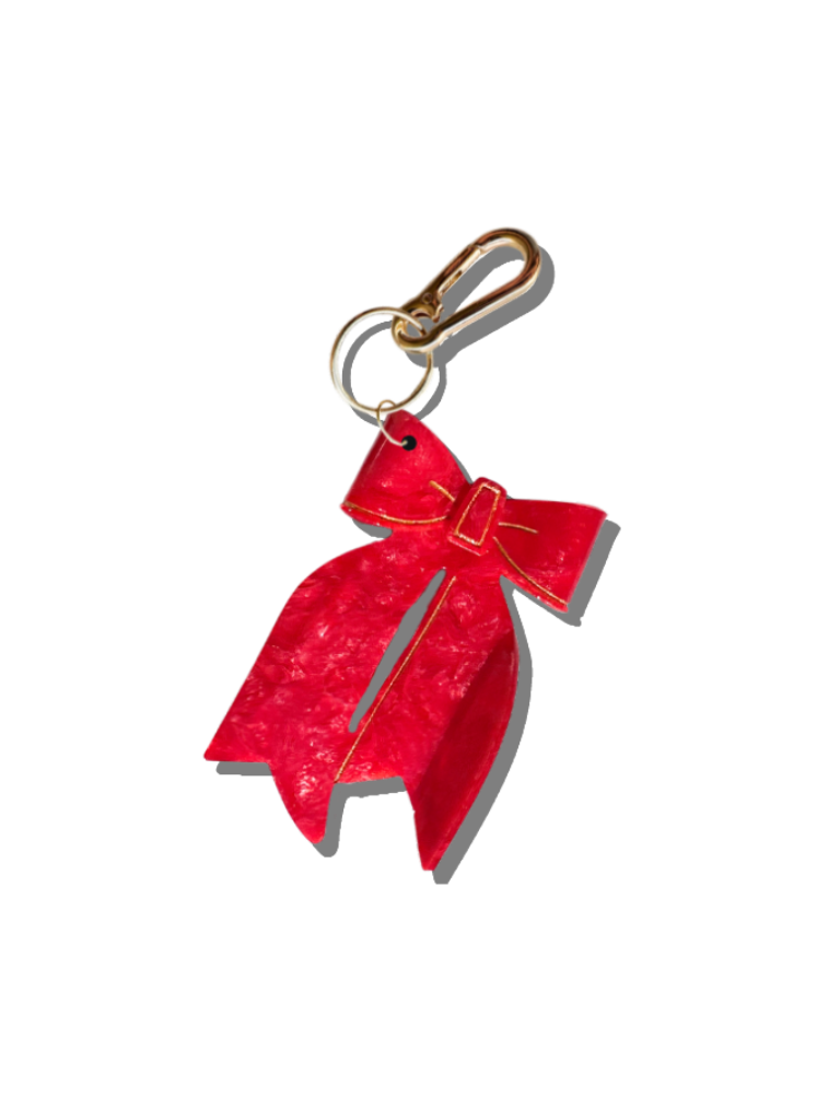 Hand-painted Bow Bag Charm + Keychain | Eco-Friendly