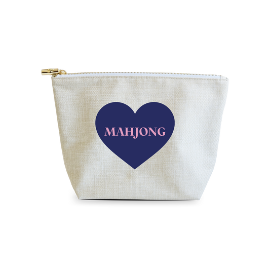 Coated Cosmetic Bag- I Heart Mahjong