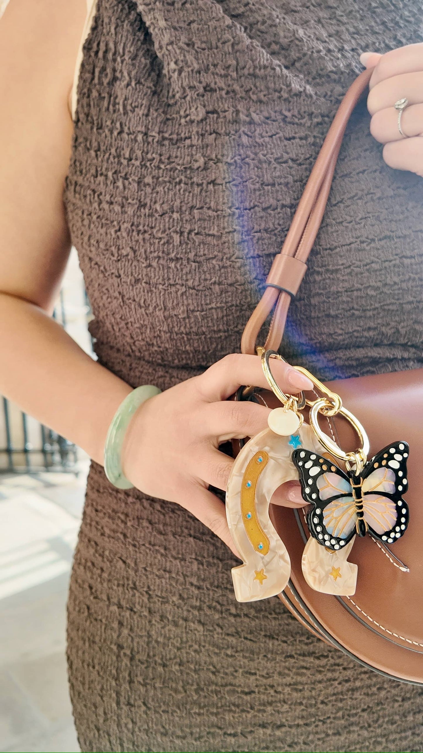Hand-painted Monarch Butterfly Bag Charm + Keychain