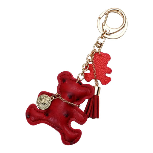 Red Leather Teddy Bear Purse/Bag Charm